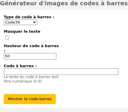 Form to generate a barcode image