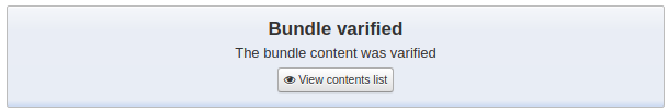 'Bundle verified' checkin message with a button to view the bundle contents