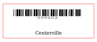 Image showing a barcode label, the barcode is at the top of the label, and the name of the library is printed at the bottom