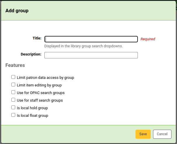 New library group form